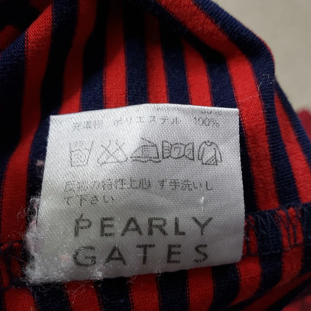 Pearly Gates Shirt Men 6 2XL Red Navy Stripe Mock Rugby Anime Stretch Cutsew - Picture 11 of 14